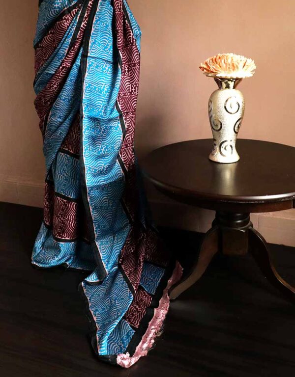 Hand Block Printed Pure Desi Tussar Silk Saree