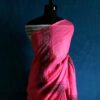 Hand Block Pigment Printed Pink Pure Linen Saree