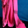 Hand Block Pigment Printed Pink Pure Linen Saree