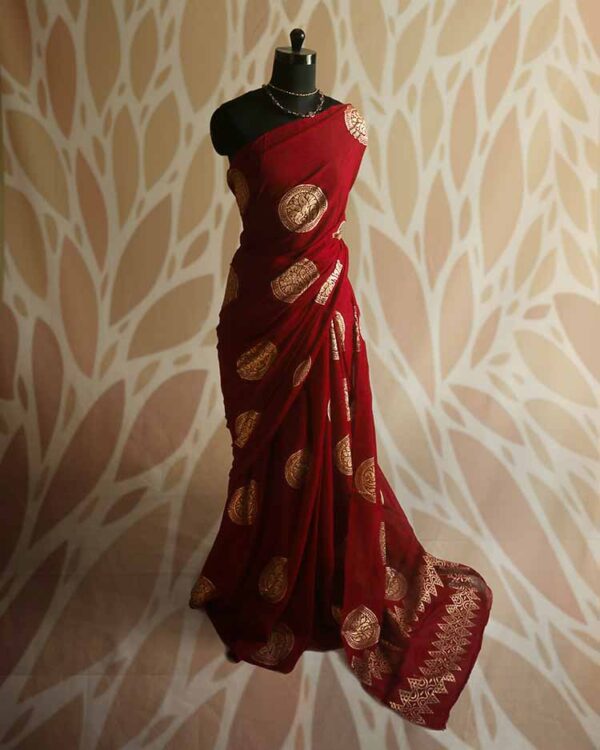 Crimson Red Mul Cotton Saree
