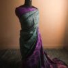Pure Hand block Printed Purple Line Tussar Saree
