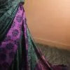 Pure Hand block Printed Purple Line Tussar Saree