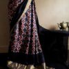 Pure Hand Block Printed Ravishing Pink Duppion Silk Saree