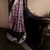 Pure Hand Block Printed Ravishing Pink Duppion Silk Saree