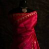 Pure Hand Block Printed double-shaded red Raw Silk Saree