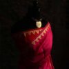 Pure Hand Block Printed double-shaded red Raw Silk Saree