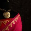 Pure Hand Block Printed double-shaded red Raw Silk Saree