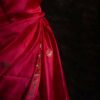 Pure Hand Block Printed double-shaded red Raw Silk Saree