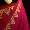 Pure Hand Block Printed double-shaded red Raw Silk Saree