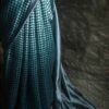 Pure Hand Block Printed black and silver Raw Silk Saree