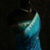 Pure Hand block Printed Blue and Green Raw Silk
