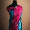 Blue and Magentha color Line Tussar Silk Saree