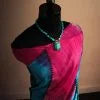 Blue and Magentha color Line Tussar Silk Saree