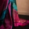 Blue and Magentha color Line Tussar Silk Saree