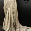 Light Grey Hand  Block printed Mul Cotton saree