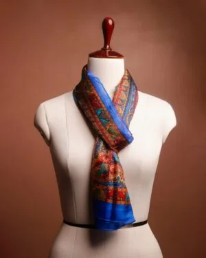 Premium Silk Neck Scarf – Intricate Multi-Color Paisley Pattern for Women