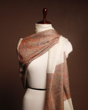 Ivory Paisley Pashmina Stole for Women – Soft Luxury Winter Scarf