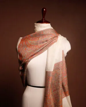 Ivory Paisley Pashmina Stole for Women – Soft Luxury Winter Scarf