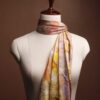 Hand-Painted Abstract Mulberry Silk Scarf – Luxury Peach & Lavender Silk