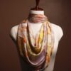 Hand-Painted Abstract Mulberry Silk Scarf – Luxury Peach & Lavender Silk
