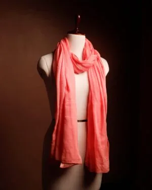 Lightweight Coral Pink Cotton Stole for Women – Soft Summer Scarf