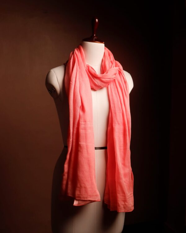 Lightweight Coral Pink Cotton Stole for Women – Soft Summer Scarf