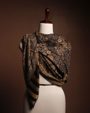 Brown & Gold Floral Pashmina Stole for Women – Soft Luxury Winter Scarf