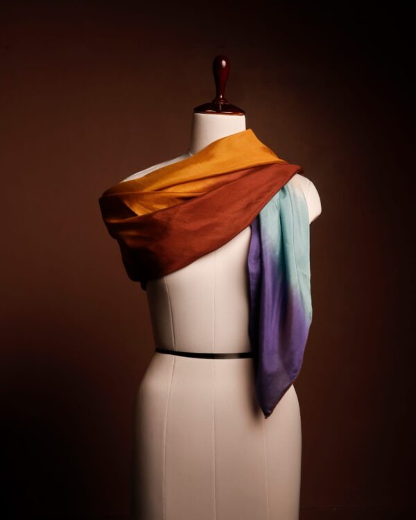 Premium Hand-Dyed Silk Scarf for Women – Luxury Multicolor Ombre Pure Silk Stole | Soft, Lightweight & Elegant