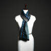 Teal & Black Geometric Silk Scarf – Modern Graphic Print Luxury Stole