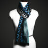 Teal & Black Geometric Silk Scarf – Modern Graphic Print Luxury Stole
