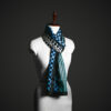 Teal & Black Geometric Silk Scarf – Modern Graphic Print Luxury Stole