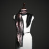 Rose Gold & Black Tribal Print Silk Stole – Luxury Geometric Pattern Scarf
