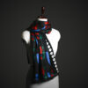Abstract Pop Art Silk Stole for Women – Luxury Black Graphic Print Scarf