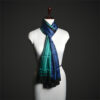 Teal & Royal Blue Geometric Silk Stole – Modern Graphic Pattern Luxury Scarf