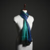Teal & Royal Blue Geometric Silk Stole – Modern Graphic Pattern Luxury Scarf