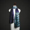 Teal & Black Geometric Silk Stole – Luxury Graphic Print Designer Scarf