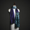 Teal & Black Geometric Silk Stole – Luxury Graphic Print Designer Scarf