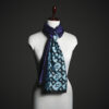 Teal & Black Geometric Silk Stole – Luxury Graphic Print Designer Scarf