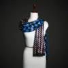 Geometric Chevron & Wave Silk Scarf – Bold Blue & Mauve Luxury Graphic Stole
