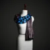 Geometric Chevron & Wave Silk Scarf – Bold Blue & Mauve Luxury Graphic Stole